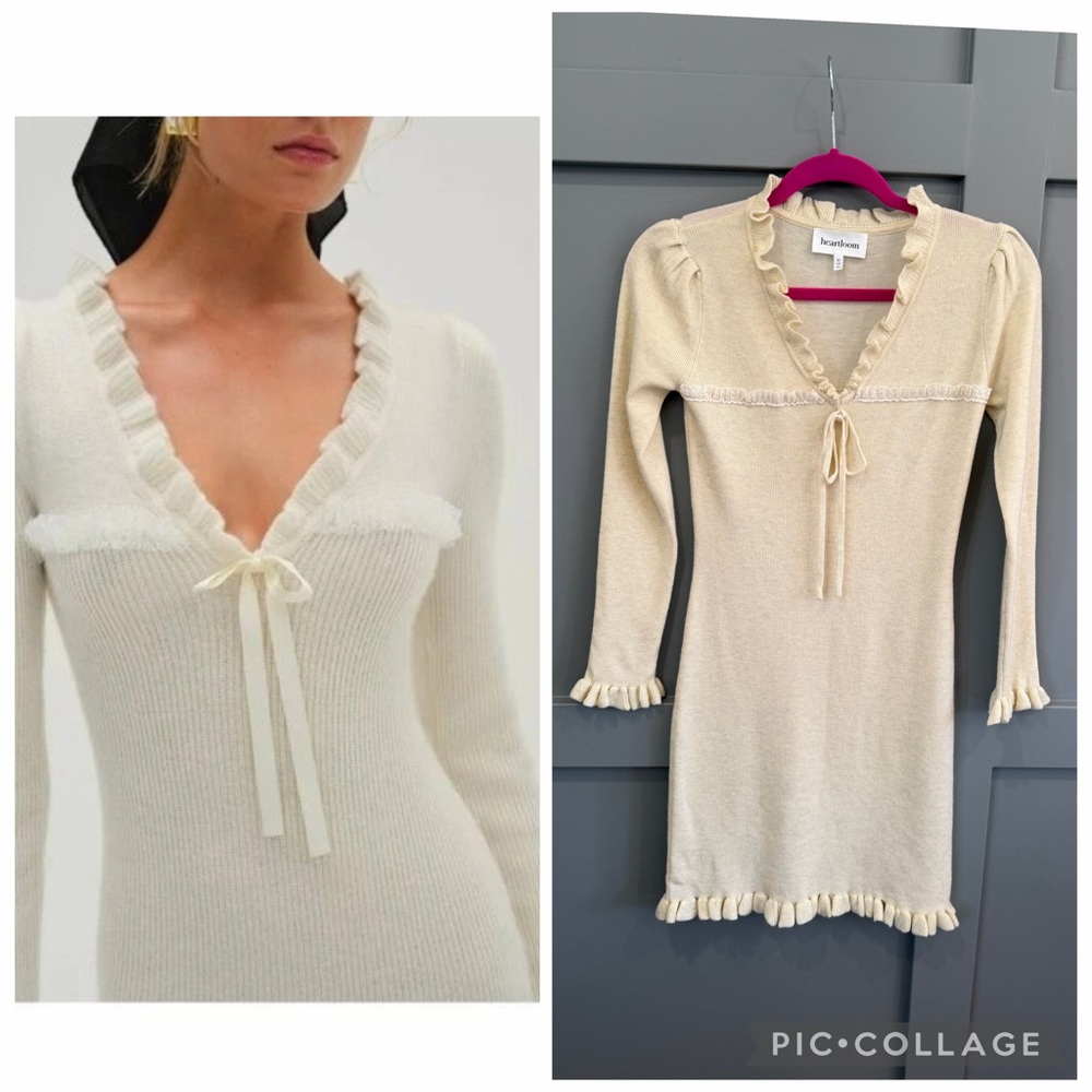 NWOT HEARTLOOM Cream Knit Dress long sleeve size XS